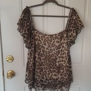 Leopard off the shoulder top
